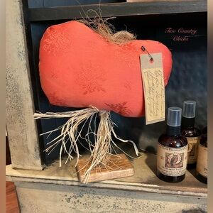 Vintage Style Fabric Pumpkin on Stand